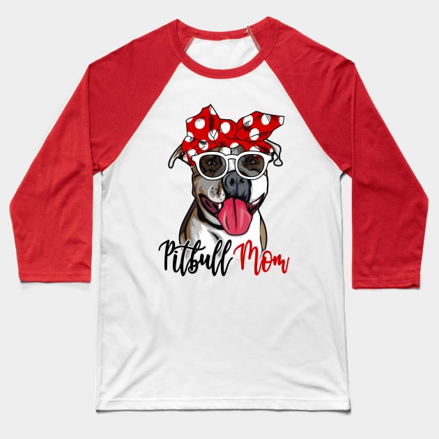 Pitbull Shirt Pitbull Mom Bandana Baseball T-Shirt by Nikkyta